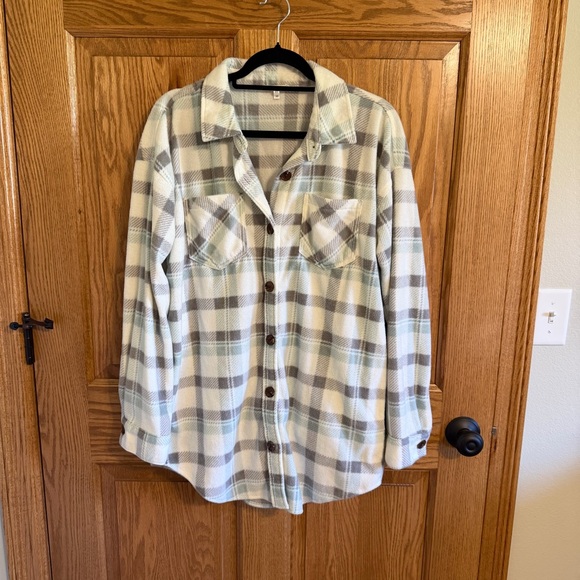 Maurices Soft Plaid Shirt in Blue and Cream - Picture 1 of 3